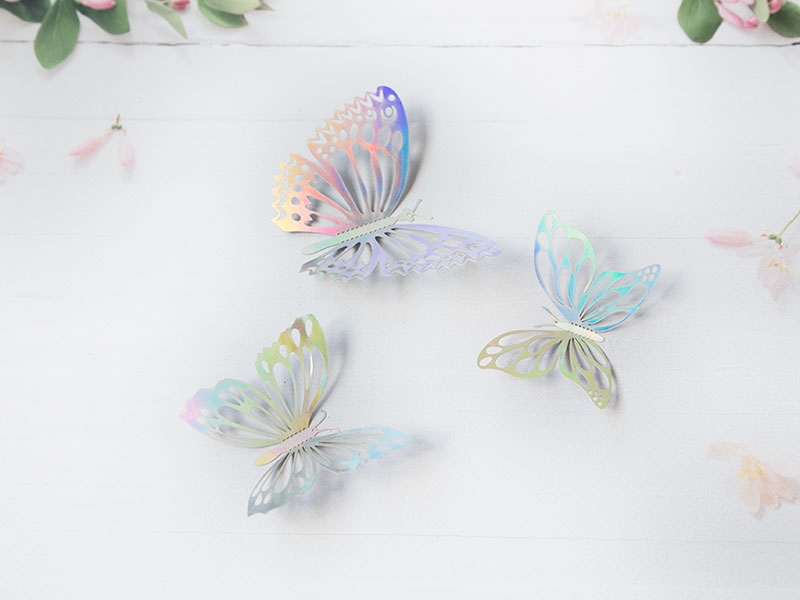 Бабочки декоративные (серебряно-перламутровые) 8-12см