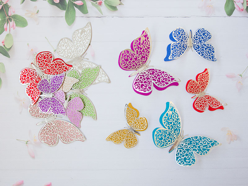 Бабочки декоративные разноцветные (серебряные) 8,10,12см