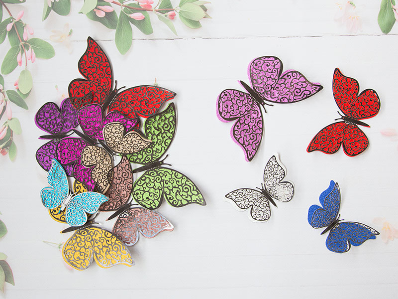 Бабочки декоративные разноцветные (черные) 8,10,12см