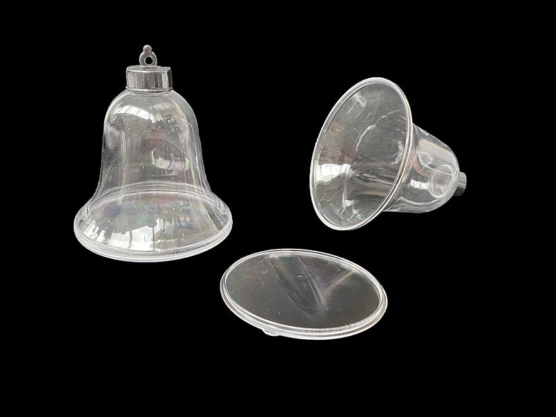 Колокола пластиковые прозрачные для декора 8,5см (серебро)