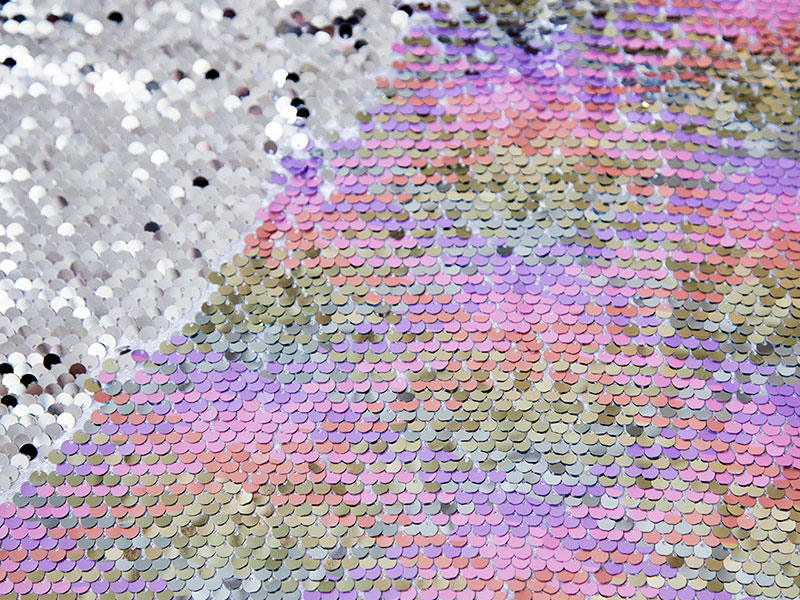 Ткань с двухсторонними пайетками (цв. разноцветный/серебро)