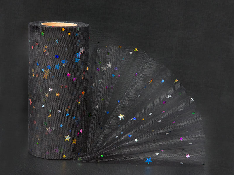 Фатин разноцветные звезды 15см x 25ярдов (цв. черный)