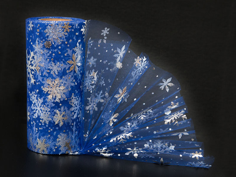 Фатин снежинки 15см x 25ярдов (цв. синий)