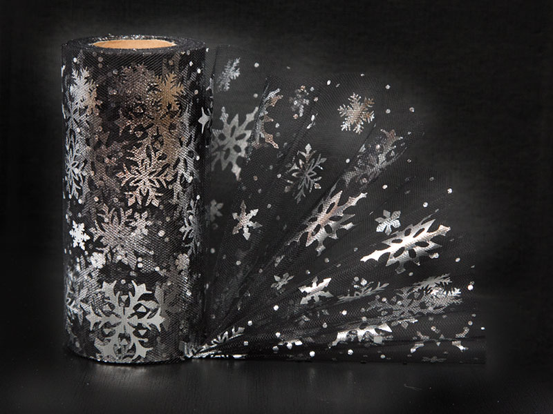 Фатин снежинки 15см x 25ярдов (цв. черный)