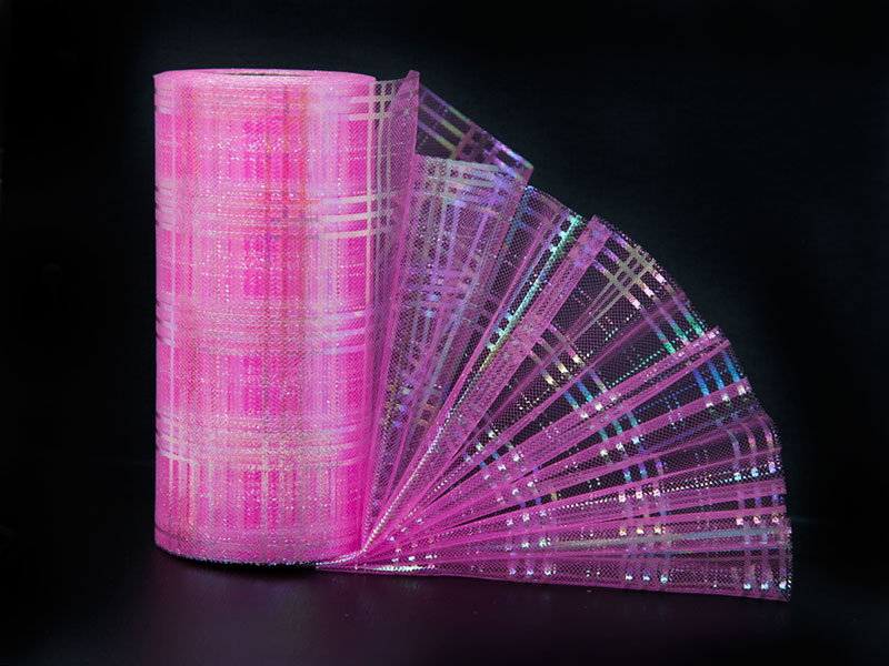Фатин перламутровые полосы 15см x 25ярдов (цв. розовый)