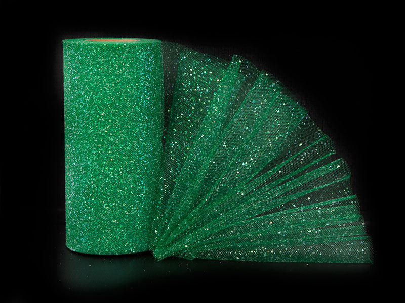 Фатин с блестками 15см x 25ярдов (цв. тем.зеленый)