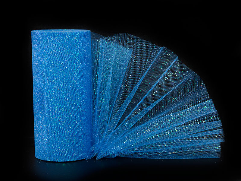 Фатин с блестками 15см x 25ярдов (цв. синий)