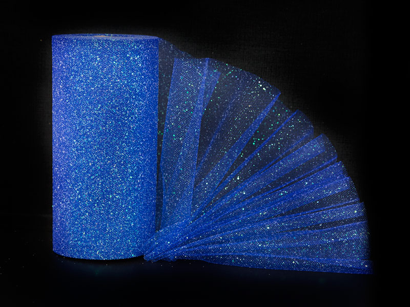 Фатин с блестками 15см x 25ярдов (цв. тем.синий)