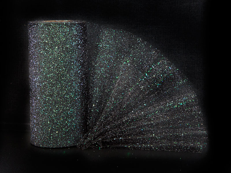 Фатин с блестками 15см x 25ярдов (цв. черный)