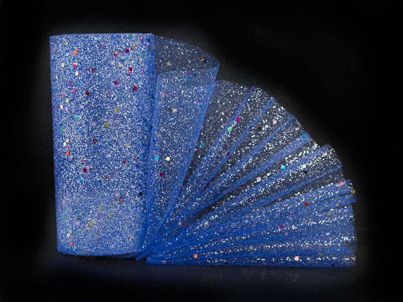Фатин с разноцветными пайетками 15см x 25ярдов (цв. синий)