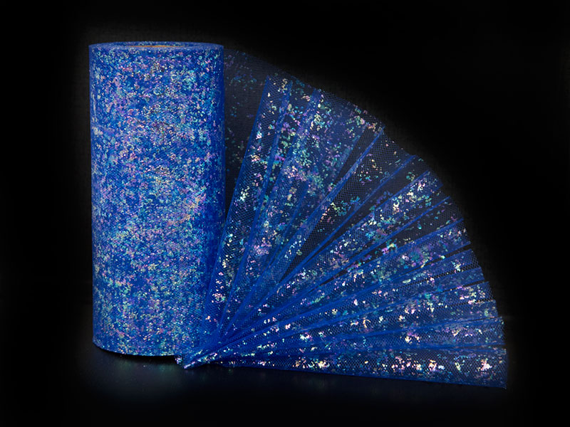 Фатин с перламутровым узором 15см x 25ярдов (цв. синий)