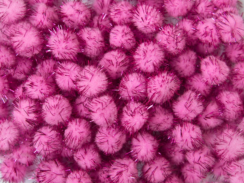 Помпоны с люрексом (цв.розовый) 1см