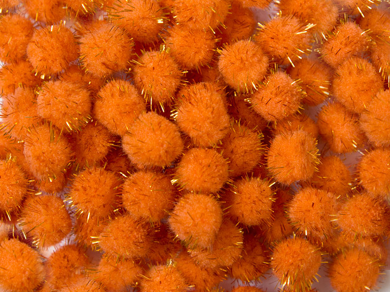 Помпоны с люрексом (цв.оранжевый) 1см