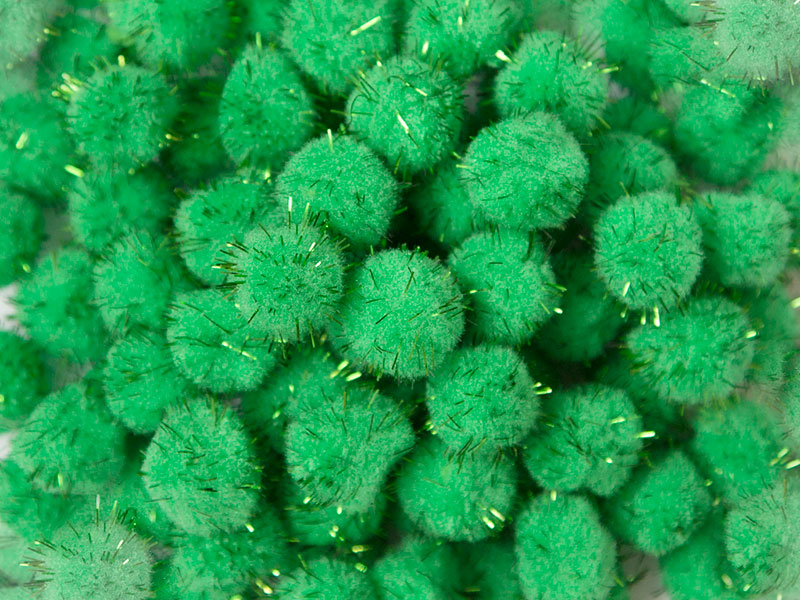 Помпоны с люрексом (цв.зеленый) 1см