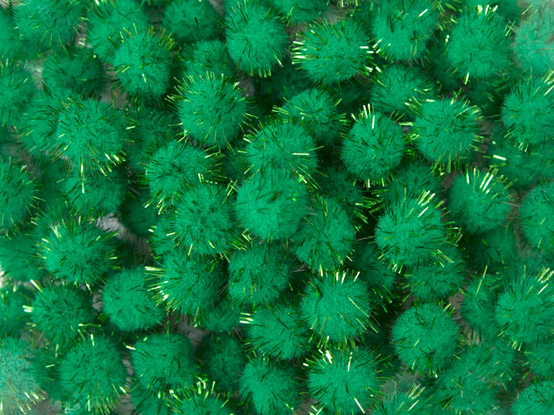 Помпоны с люрексом (цв.тем.зеленый) 1см