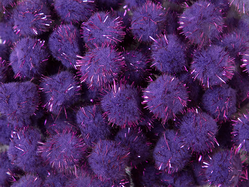 Помпоны с люрексом (цв.фиолетовый) 1.5см