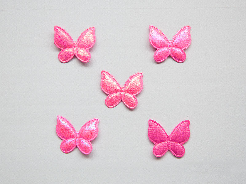 Патчи с переливом цвета "Бабочки" 35х30мм (цв. ярко-розовый) 