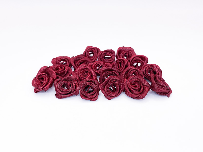 Цветы пришивные атласные "Роза" 1.5см (вишневый)