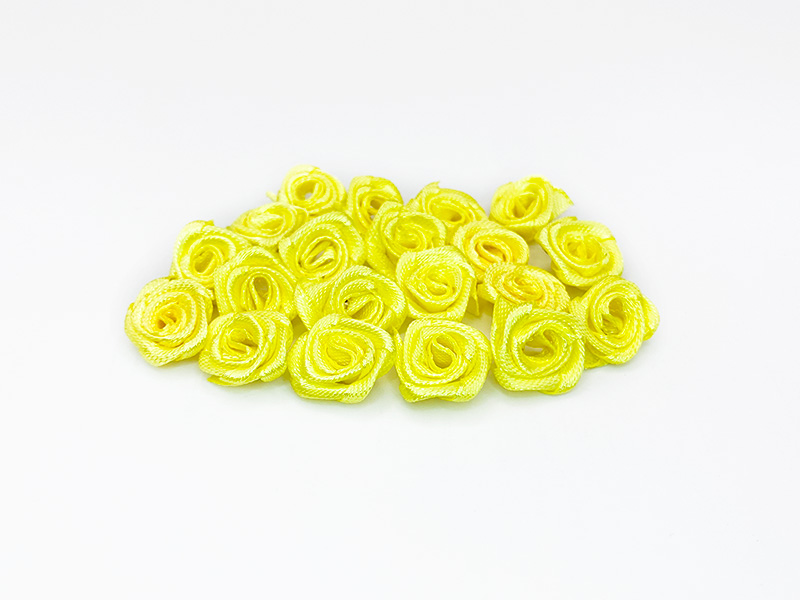 Цветы пришивные атласные "Роза" 1.5см (желтый)