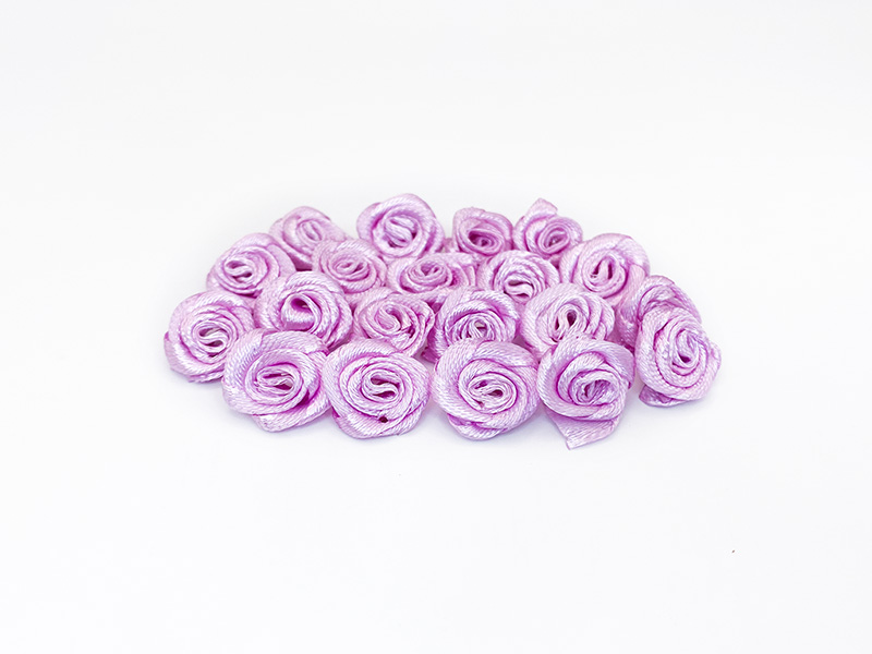 Цветы пришивные атласные "Роза" 1.5см (св.лиловый)