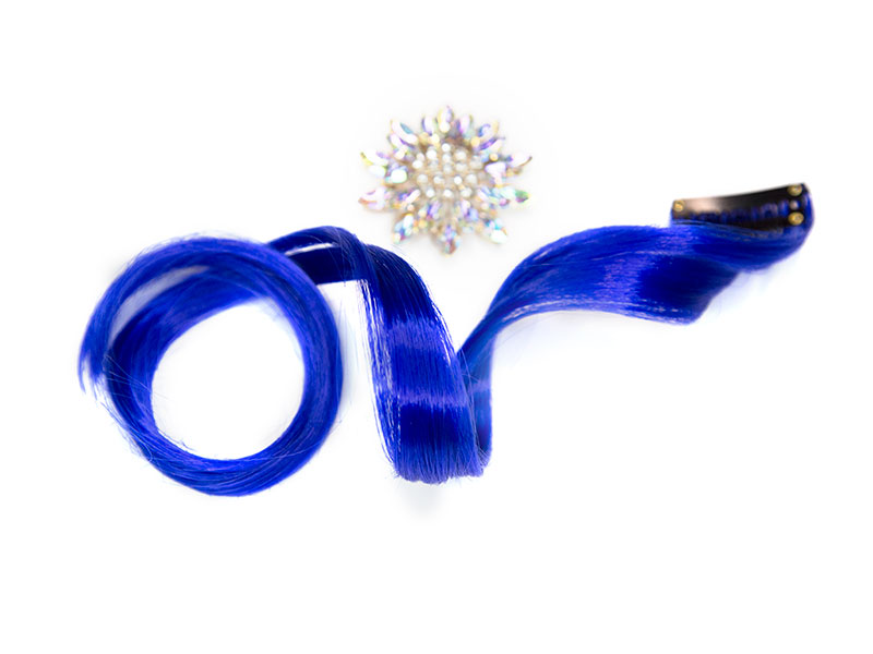 Волнистая прядь для волос с заколкой 35х500мм (цв.синий)