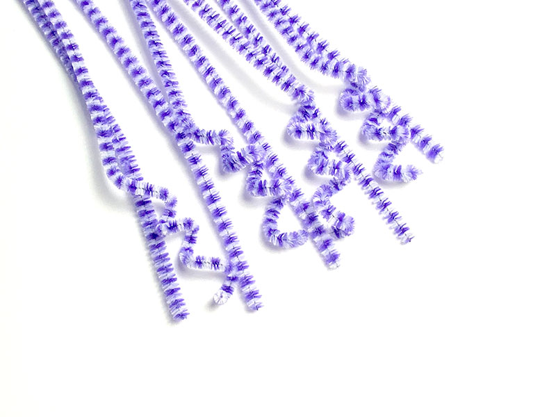 Проволока пушистая-синельная двухцветная 30см(фиолет/белый)