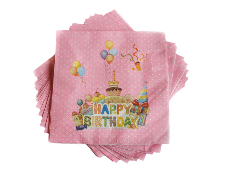 Салфетки бумажные Happy Birthday 16х16см