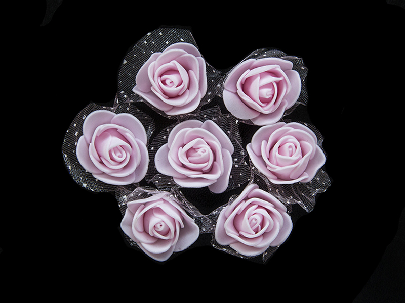Цветы (фоамиран+органза) цв. св.-розовый 40мм