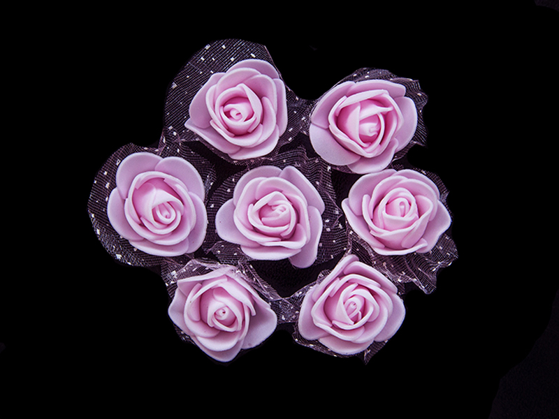 Цветы (фоамиран+органза) цв. розовый 40мм