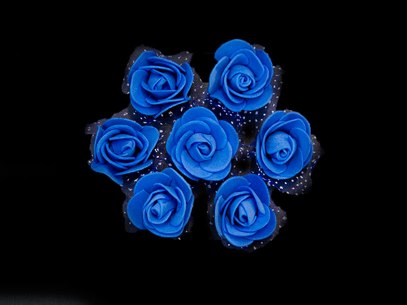 Цветы (фоамиран+органза) 35мм цв. синий
