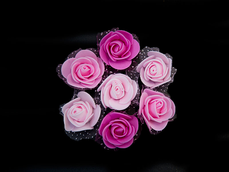 Цветы (фоамиран+органза) 35мм МИКС роз 