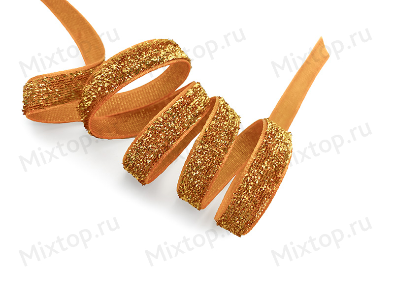 Лента бархатная с люрексом 1см (медный)