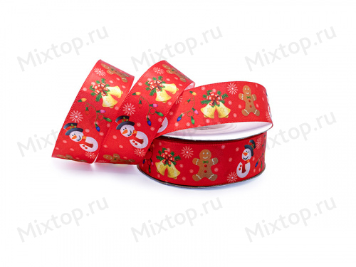Лента атласная с рисунком 25мм