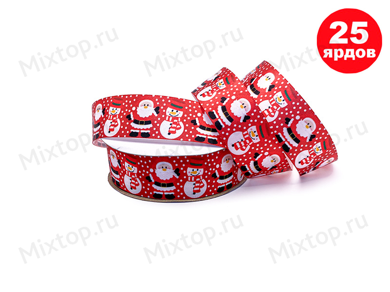 Лента атласная с рисунком 25мм