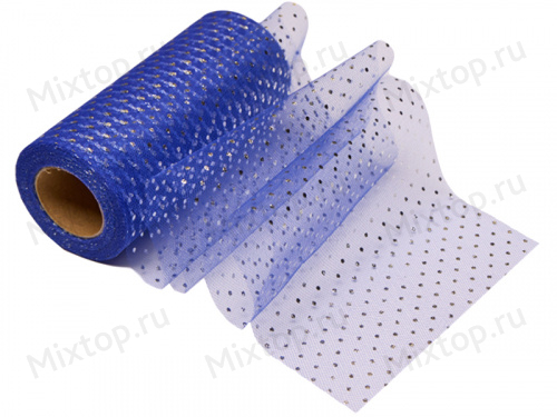 Фатин серебрянные точки 15см x 25ярдов (цв. синий)