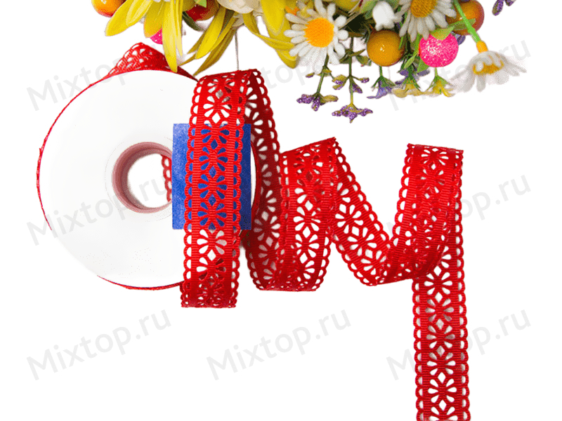 Лента репсовая с перфорацией 2см (цв. красный)