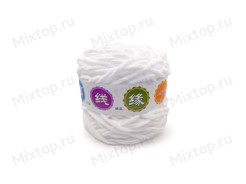 Пряжа плюшевая  5мм (белый)