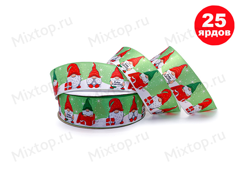 Лента атласная с рисунком 25мм