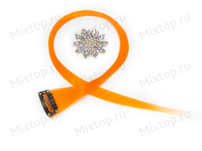 Прядь для волос с заколкой 35х500мм (цв.оранжевый)