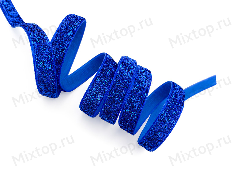 Лента бархатная с люрексом 1см (синий)