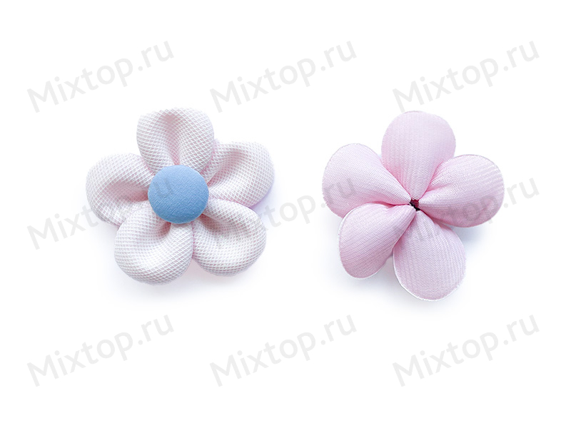 Цветок ткань с мелким глиттером 8см (св.розовый)