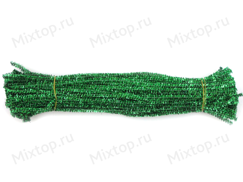 Проволока пушистая-синельная(металлик) 30см(тем.зеленый)