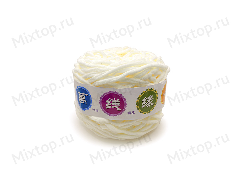 Пряжа плюшевая  5мм (айвори)