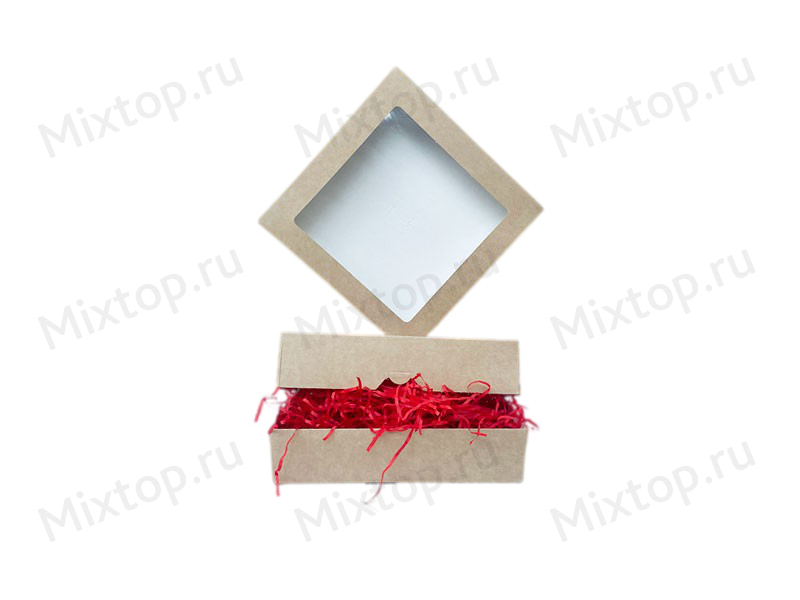 Коробка крафт с окном 20х20х4.5 см